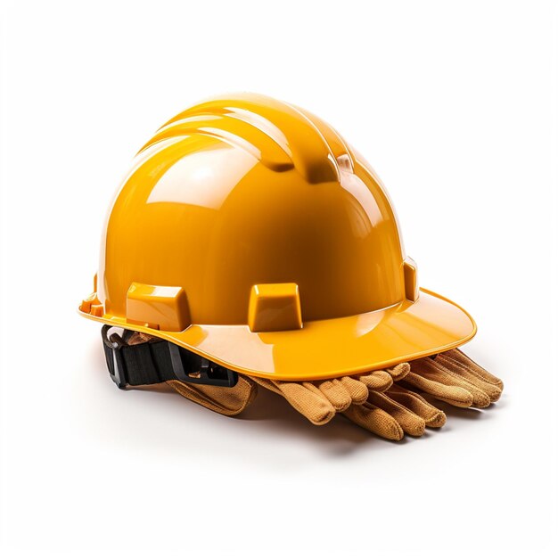 Photo yellow hard hat and glove insulated stock photos ai generated art