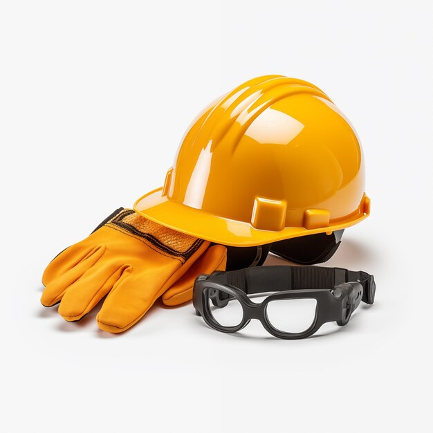 Photo a yellow hard hat and gloves