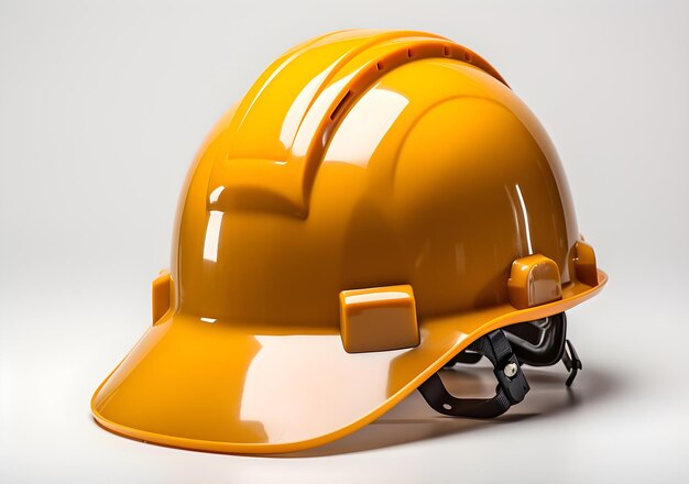 A yellow hard hat on a white background