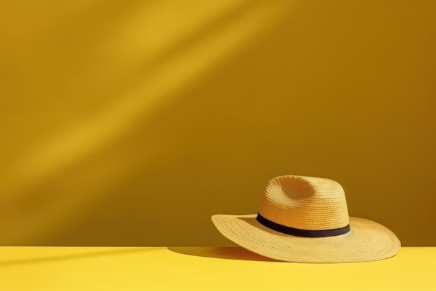 黄色の背景に黄色の背景に黄色の帽子。