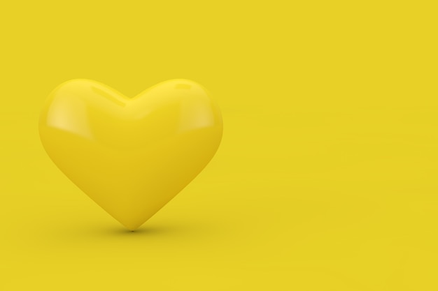 yellow heart as duotone style on a yellow background. 3d rendering