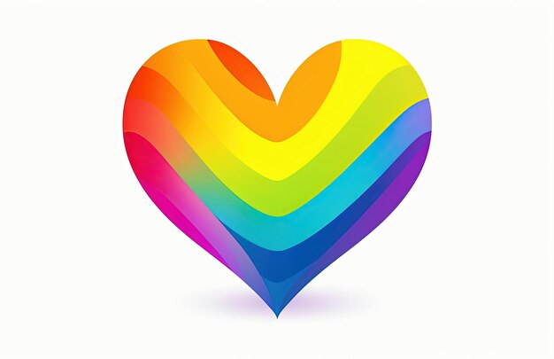 a yellow heart on a rainbow a white background in the style of handdrawn animation