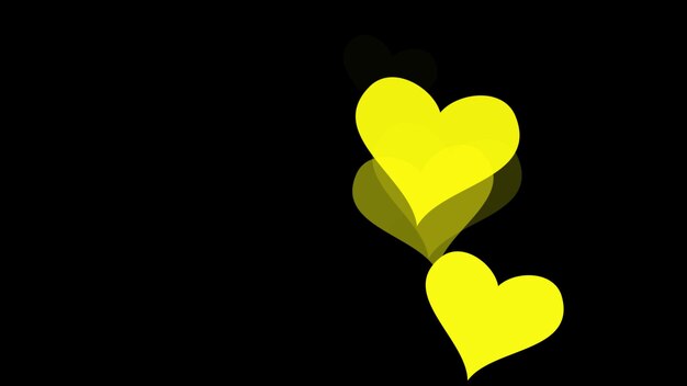 yellow hearts on black background