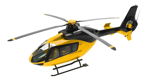 Yellow helicopter isolated on the white background 3d illustration