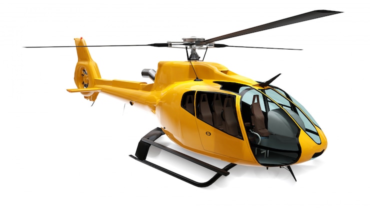 Photo yellow helicopter isolated on the white 