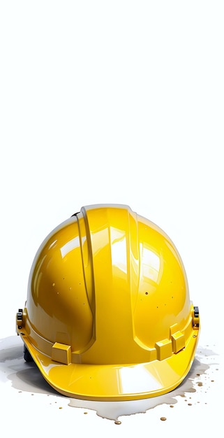 Foto un casco giallo su sfondo bianco che rappresenta la giornata internazionale del lavoro