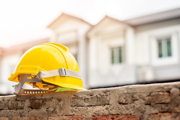 Yellow helmet with house 