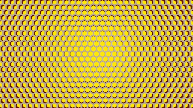 Photo yellow hexagon texture background. 3d render.