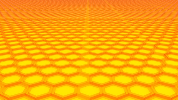 Yellow hexagon texture background. 3D Render.