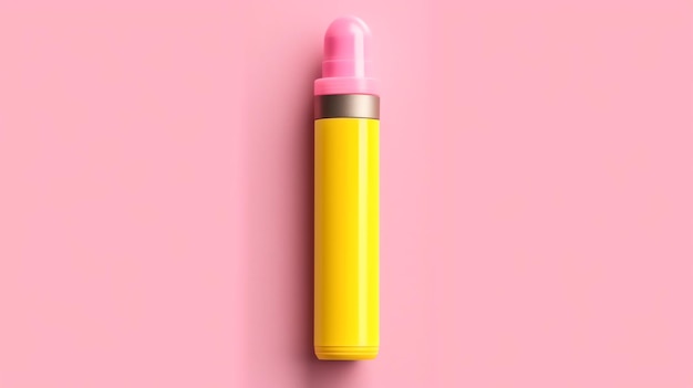 Yellow highlighter pastel pink isolated background