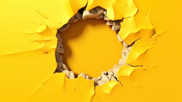 A yellow hole in a yellow background with a circle in the center.