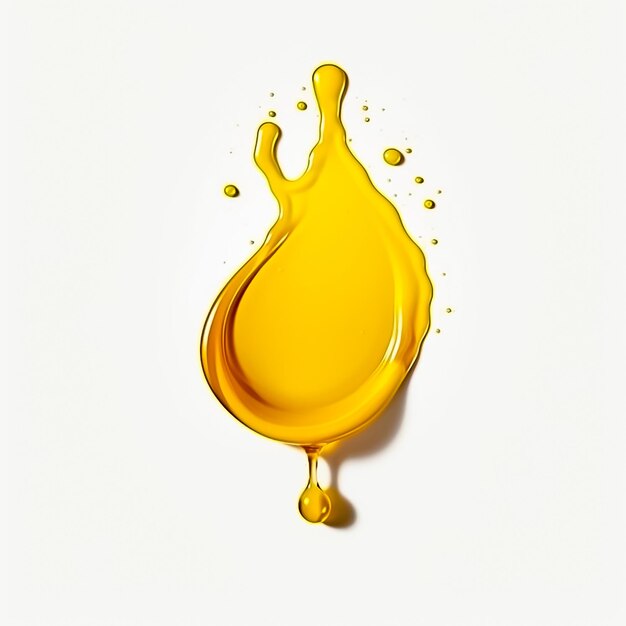 Photo yellow honey flat lay drips on white background beauty oil product texture ai generated
