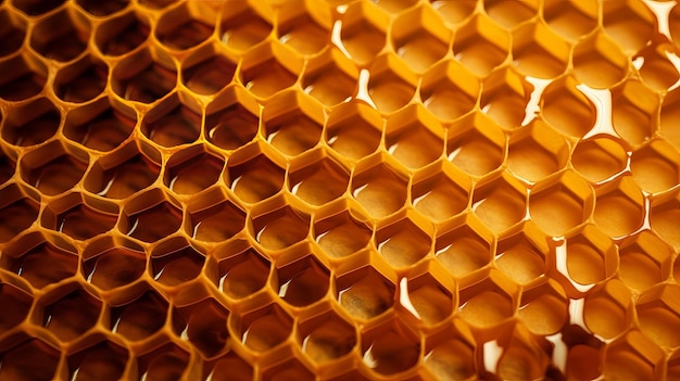 Yellow Honeycomb close-up vestiging Creatieve bron AI gegenereerd