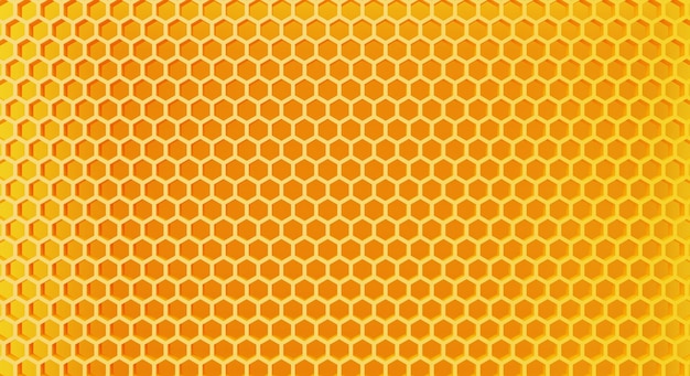 Yellow honeycomb structure pattern background Food and nature concept 3D illustration rendering