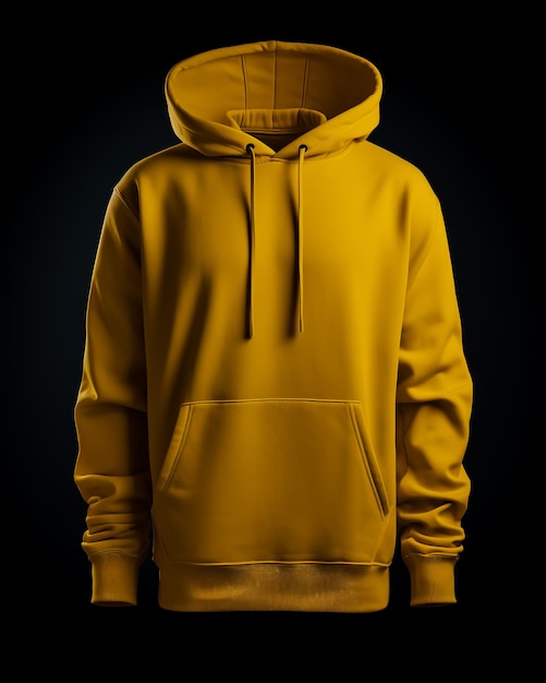 Yellow hooded hoodie on black background