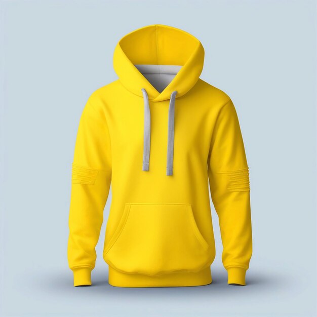 Yellow hoodie in front view mockup Style white background