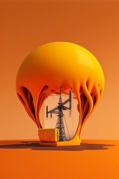 Yellow hot air balloon sitting on top of a table generative ai