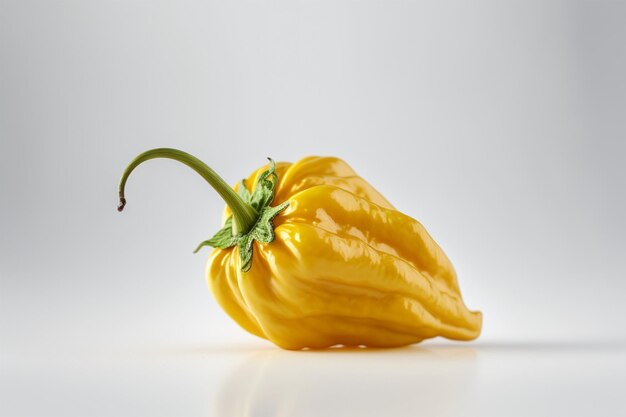 Yellow hot chili pepper on white background