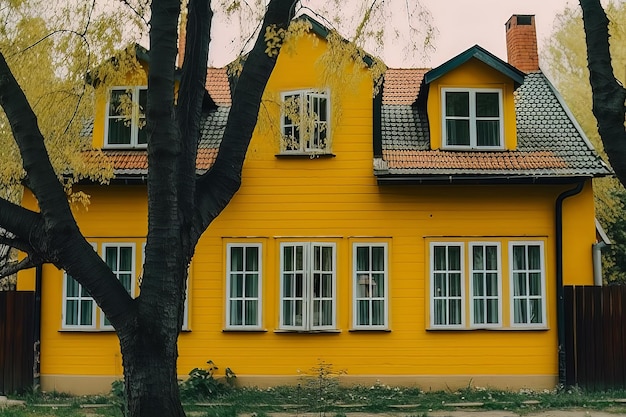 Yellow House Illustration AI GenerativexA