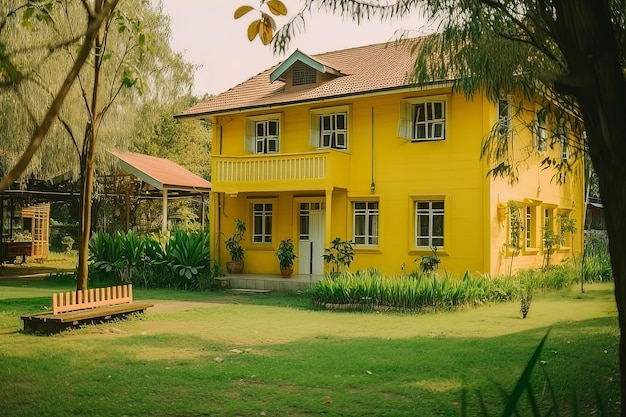 Yellow House Illustration AI GenerativexA