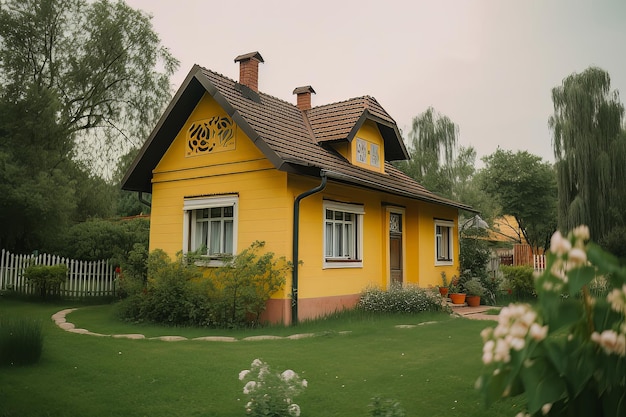 Yellow House Illustration AI GenerativexA