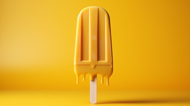 A yellow ice cream cone with a stick that says " ice cream ".