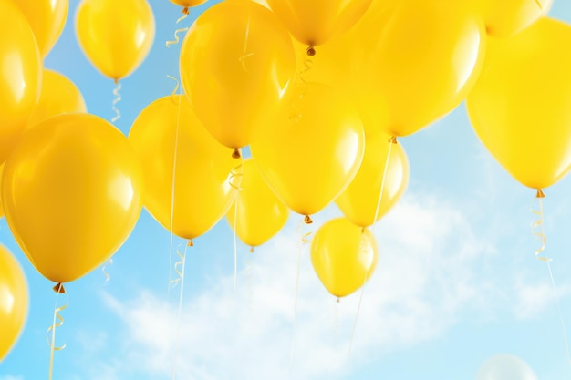 Yellow Inflatable Balloons Party Background A Colorful Display of AirBorne Fun