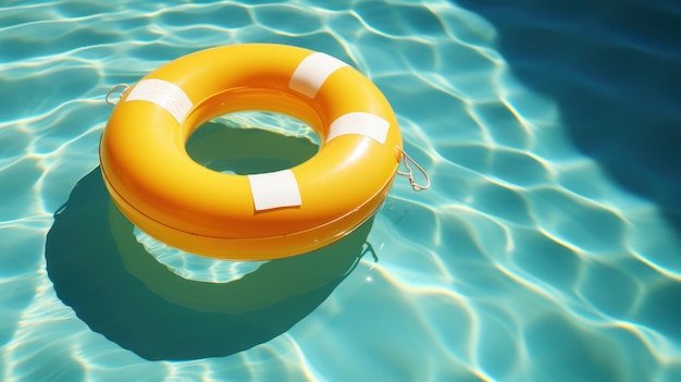 yellow inflatable mattress in the pool