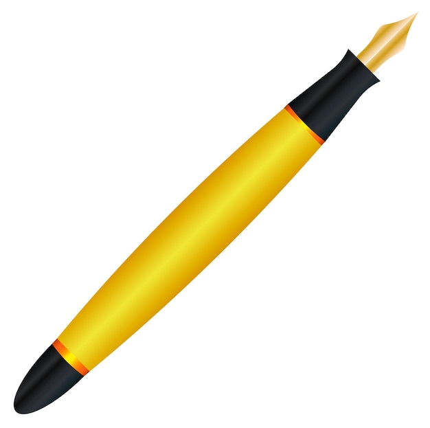 흰색 바탕에 노란색 잉크 펜