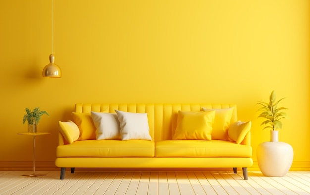 Foto il concetto di salotto rendering 3d interno giallo