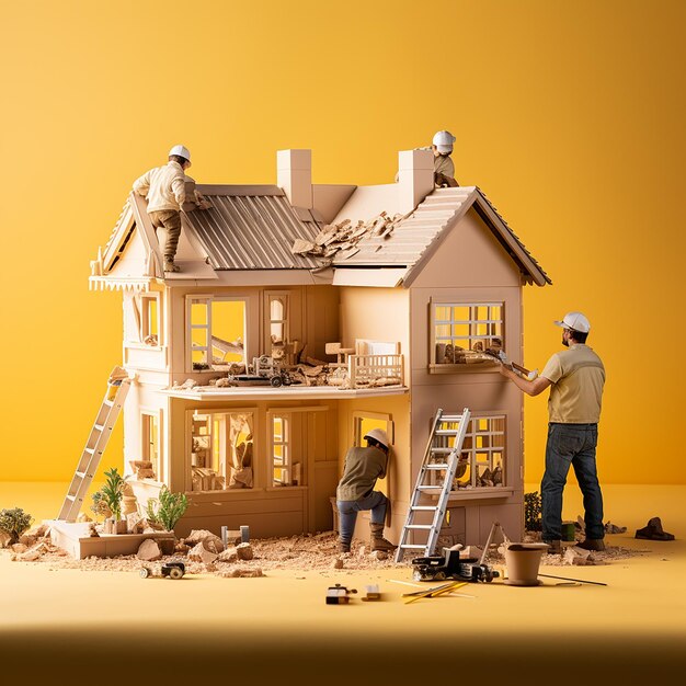 Photo yellow isolated building maintenance illustration