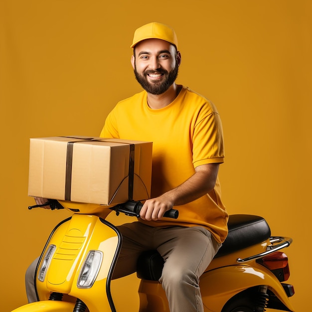 Yellow isolated delivery services illustration