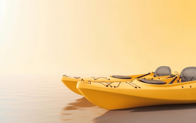 Photo a yellow kayak with the word kayak on it