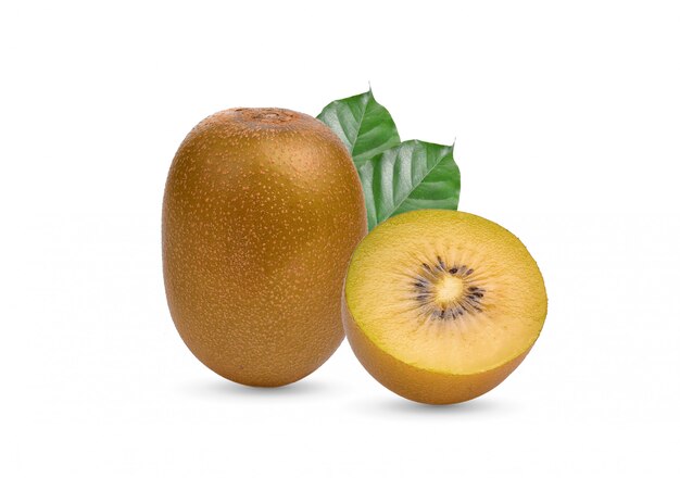 Yellow kiwi fruit on white background