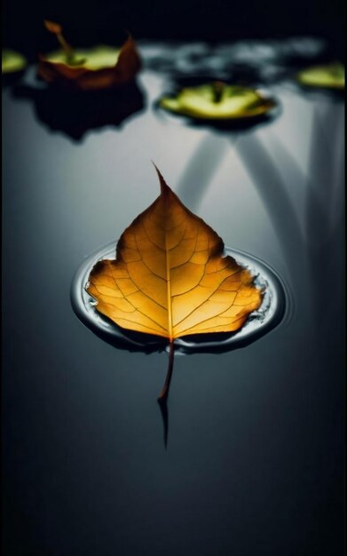 Foto acqua blu delle foglie gialle