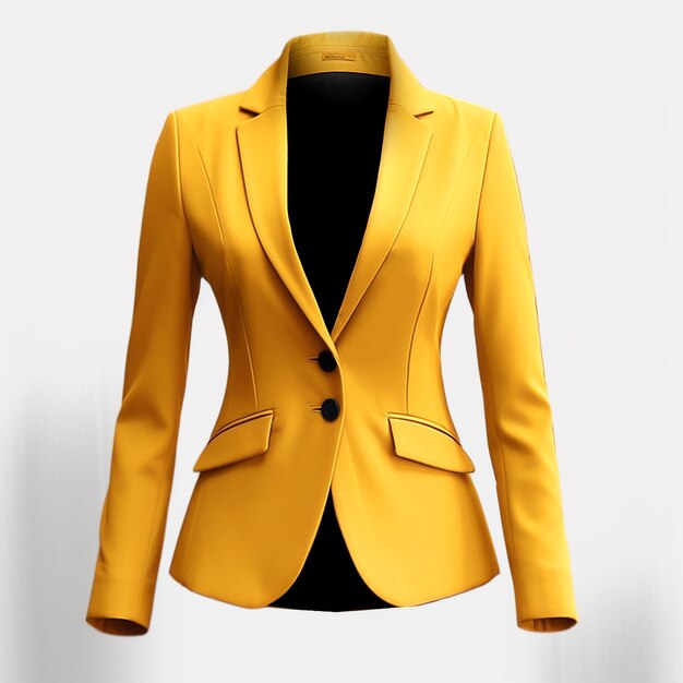 a yellow leather jacket with a black button on the front