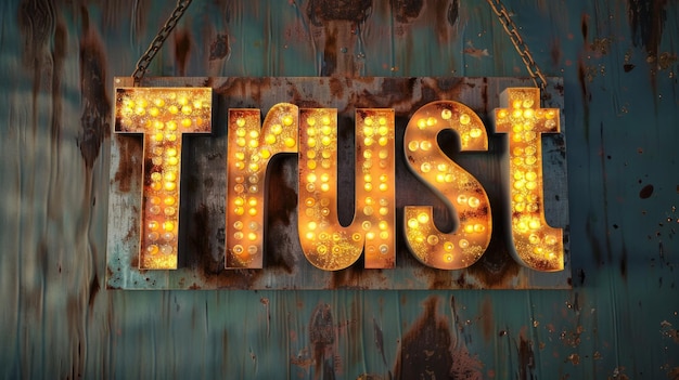 Foto poster d'arte concettuale giallo di led trust