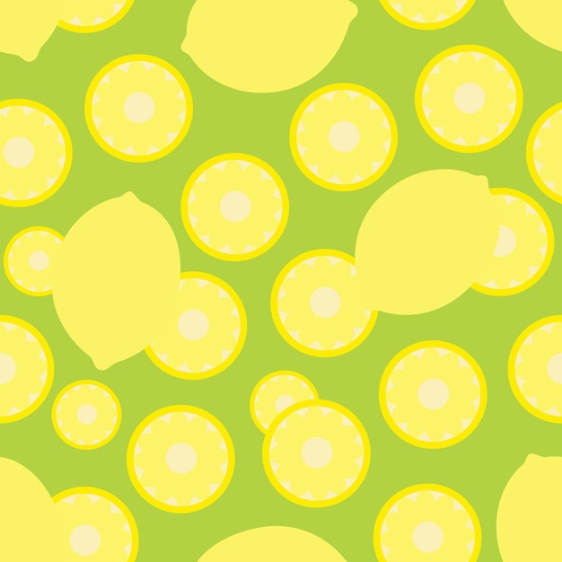 Photo yellow lemon fruits digital paper lemons on green seamless pattern summer tropic fruits background