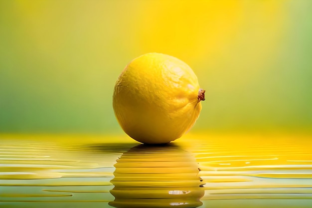 A yellow lemon on a yellow table