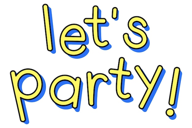 yellow lets party typography design element