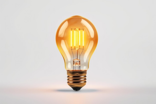 a yellow light bulb against a white background