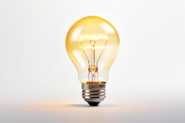 a yellow light bulb on a white background