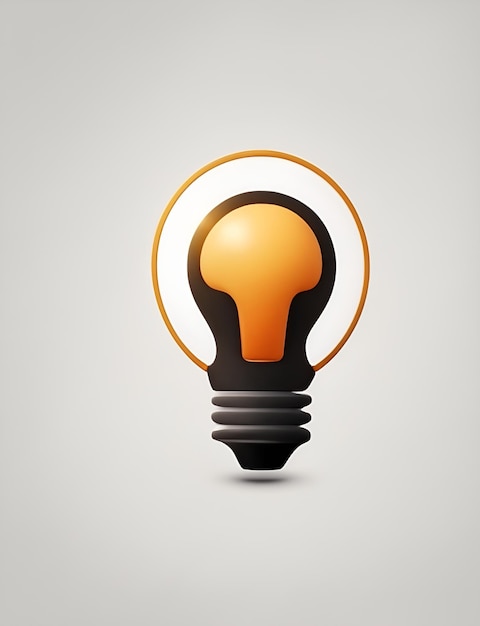 A yellow light bulb with a black background.