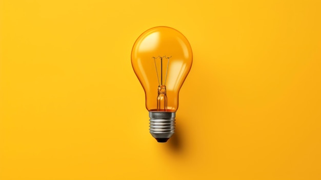 A yellow light bulb with a single bulb on a yellow background.