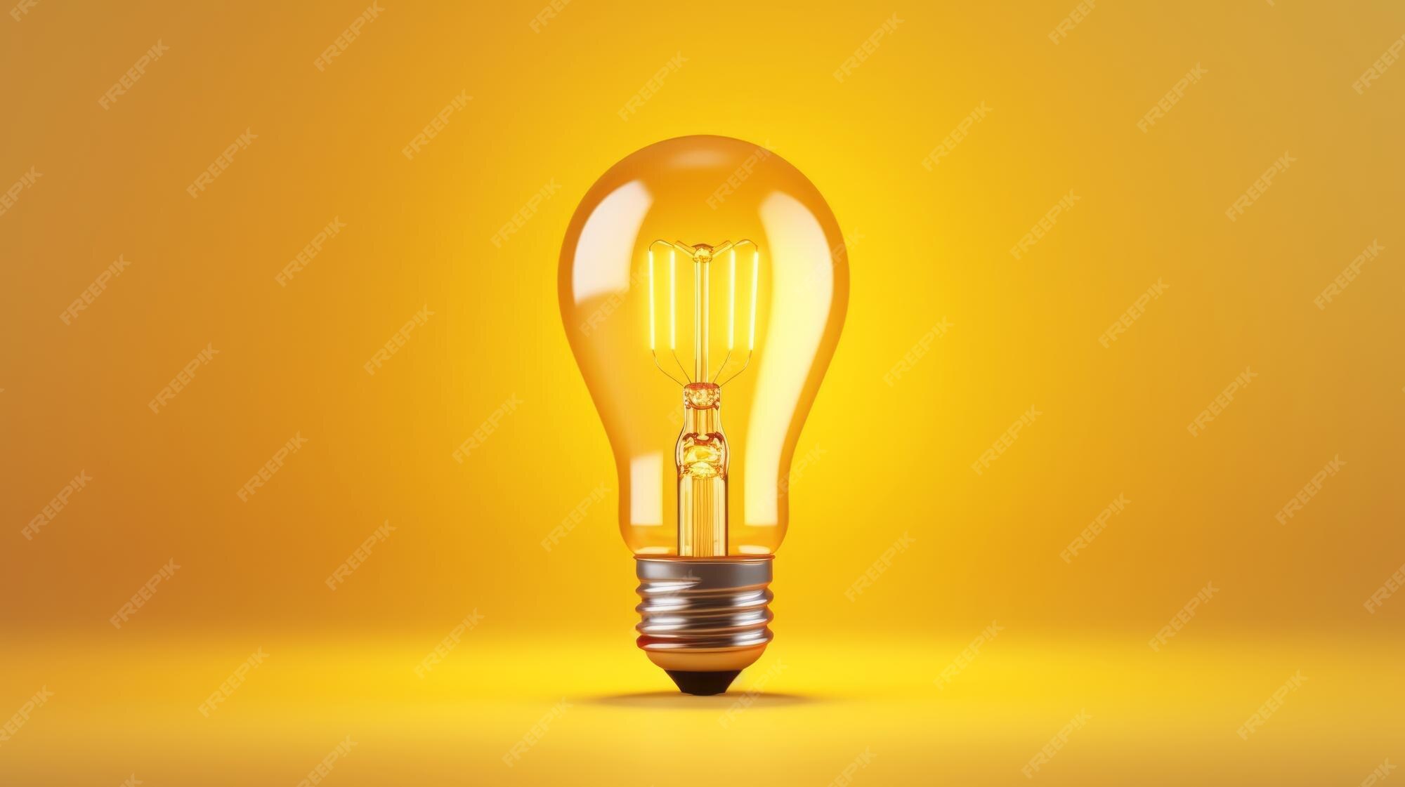 Premium AI Image | A yellow light bulb on a yellow background