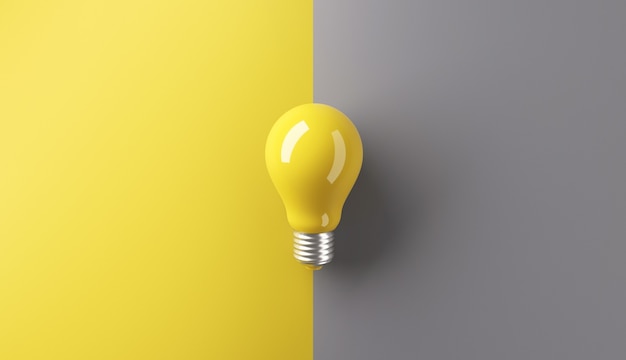 Yellow lightbulb on grey and yellow