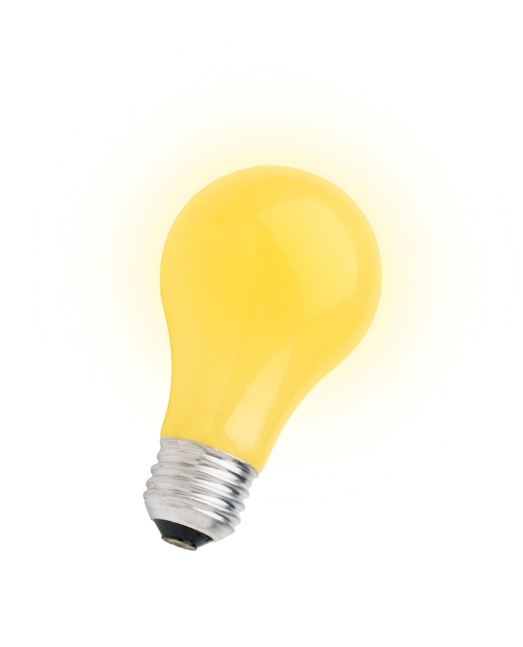Photo yellow lightbulb isolated on white