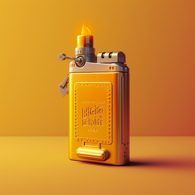 A yellow lighter with the word bikant on it