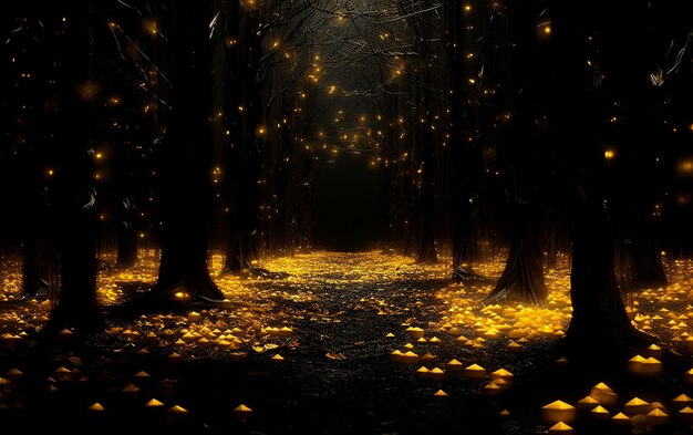 Photo yellow lights amidst trees aspect ratio