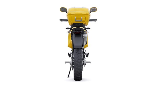 Yellow lightweight touristic enduro motorcycle 3d illustration